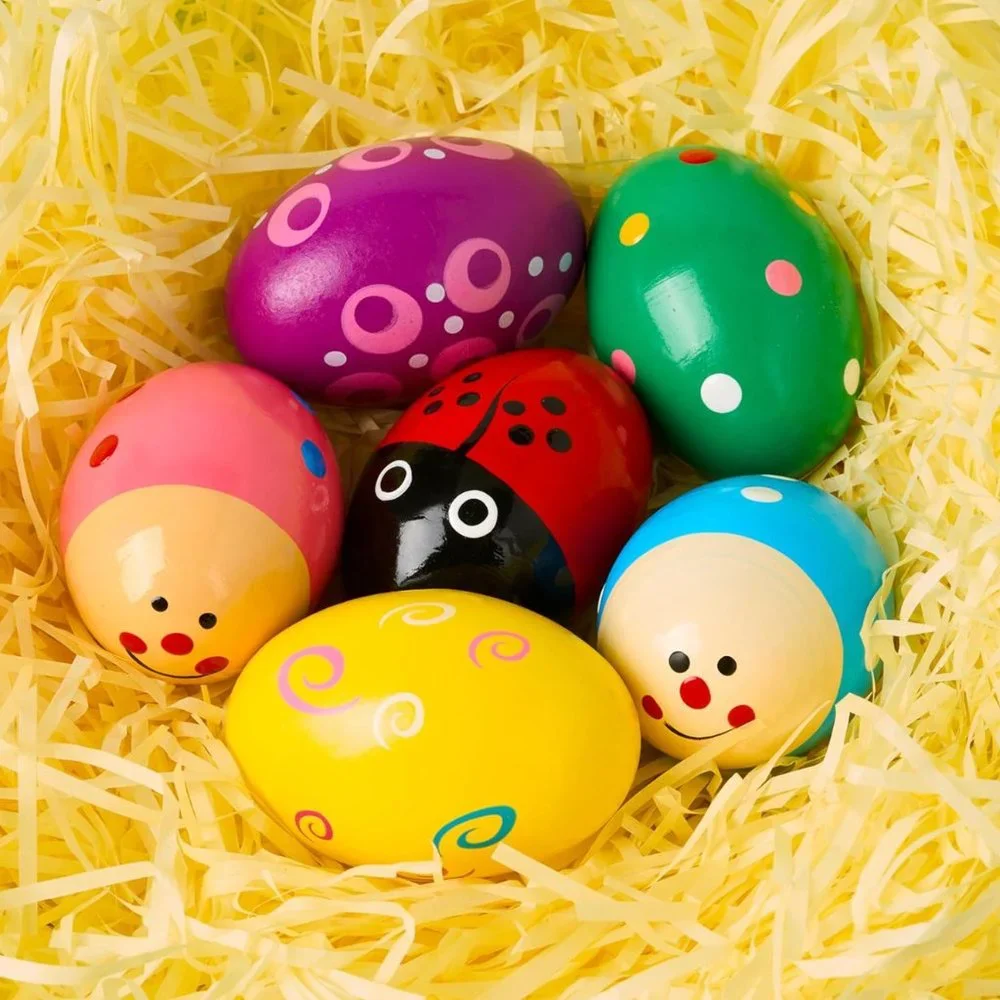 6 Music Easter Wooden Eggs - Shakers and Play